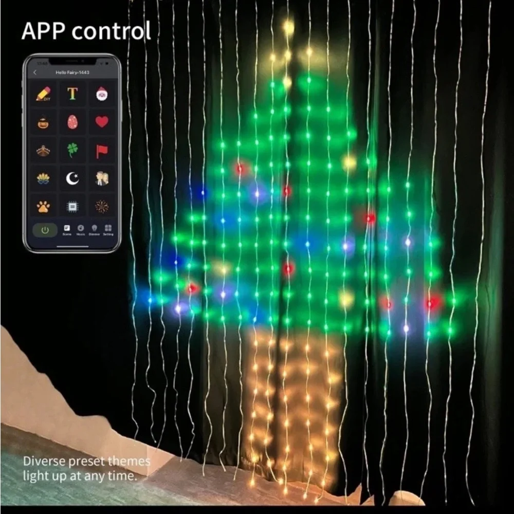 Avatar Patterns Programmable Music Sync Curtain String Lights 400 LED 6